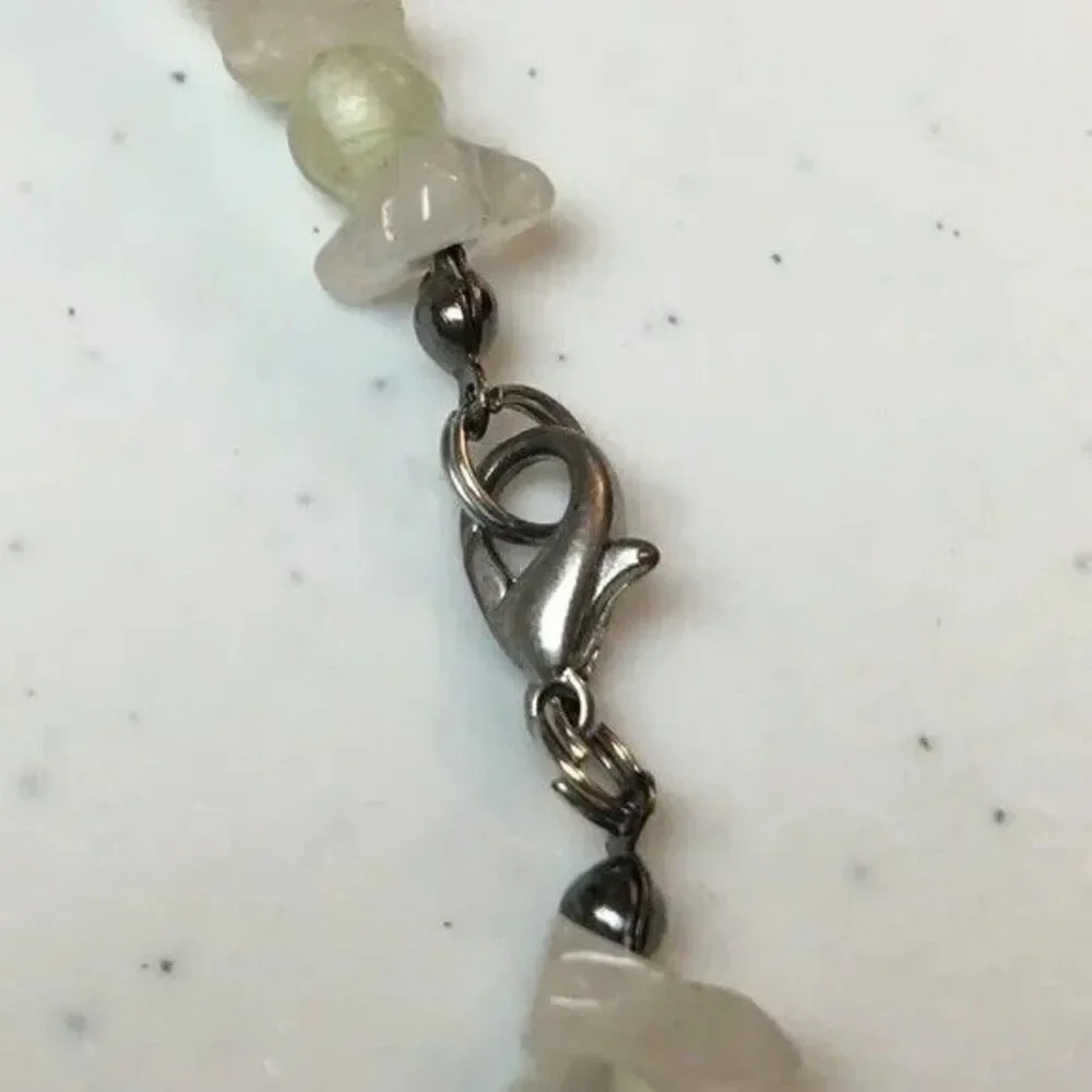 Handmade Bracelet Beaded Glass Quartz Crystals Plastic Mixed Beads White Peach